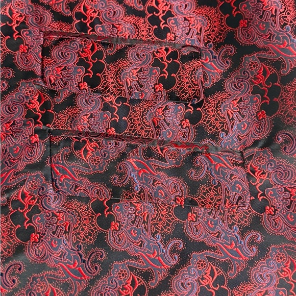 Blu Martini Mens Elegant Red and Black Brocade Vest Size 48R Button Down - Picture 5 of 14